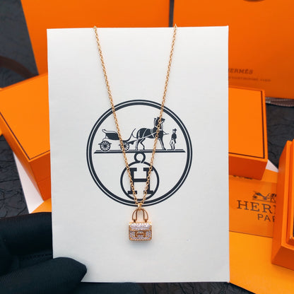 H-Motif Padlock Pendant Necklace