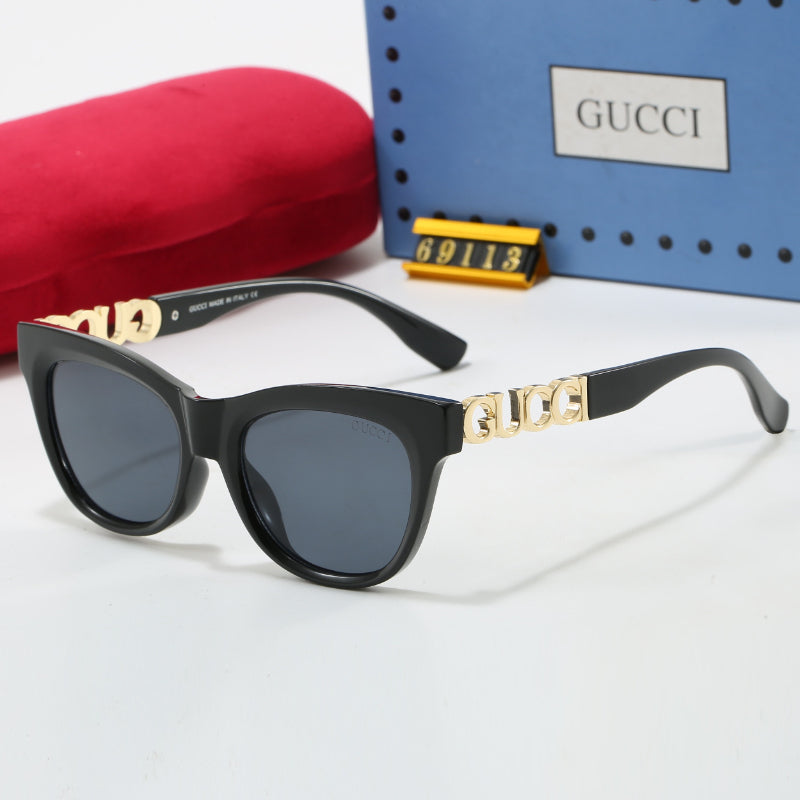 Soft-Square Sunglasses with Decorative Metal Temples