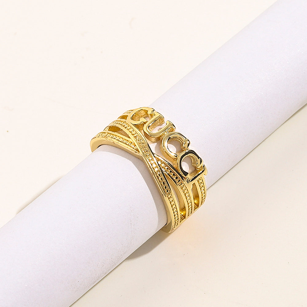 Anello placcato oro vero in rame e zirconio