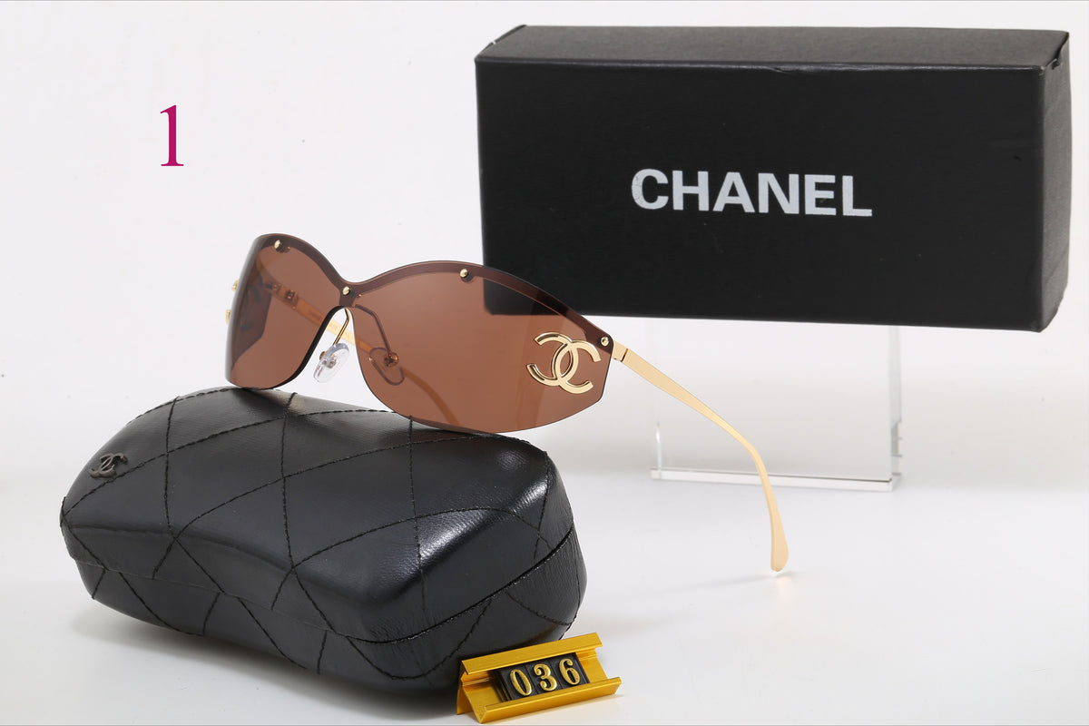 Slim Oval Sunglasses with Metallic Temple Accents