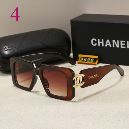 Chunky Square Sunglasses with Interlocking Logo Temples