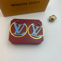 304 Stainless Steel Colorful Monogram Hoop Earrings