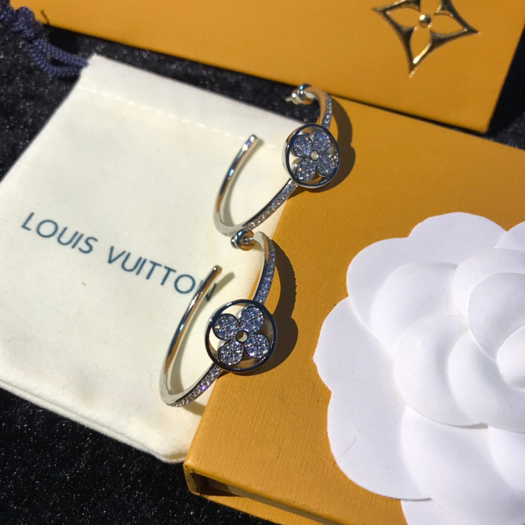 Round Floral-Accent Hoop Earrings