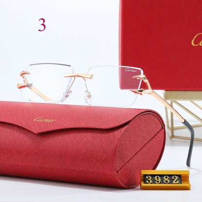 Wide Rectangular Rimless Sunglasses