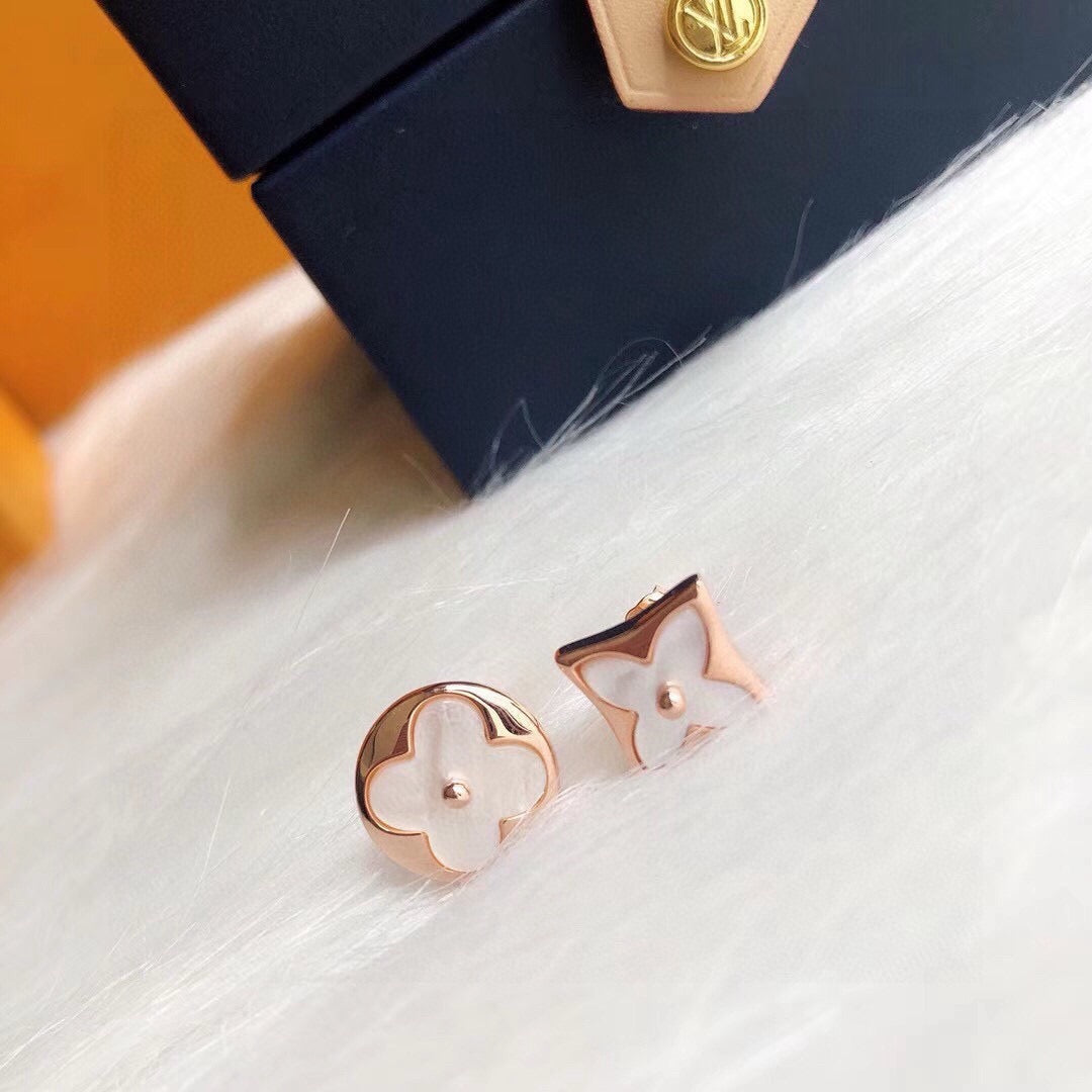 Asymmetric Floral Stud Earrings