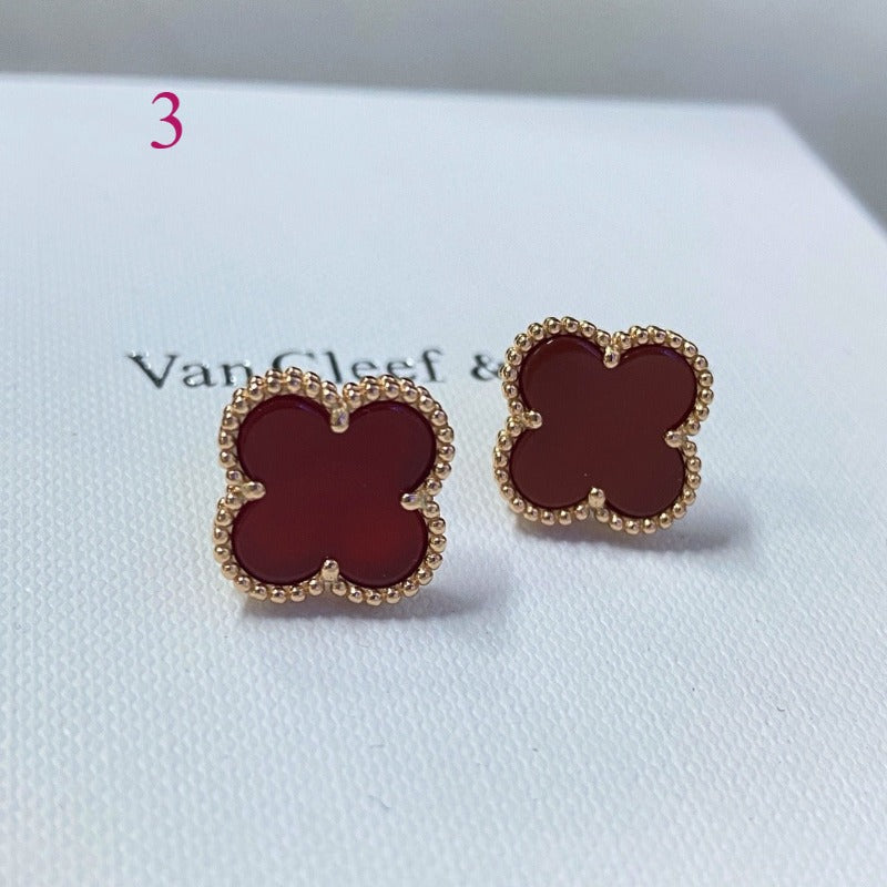 Beaded-Edge Quatrefoil Stud Earrings