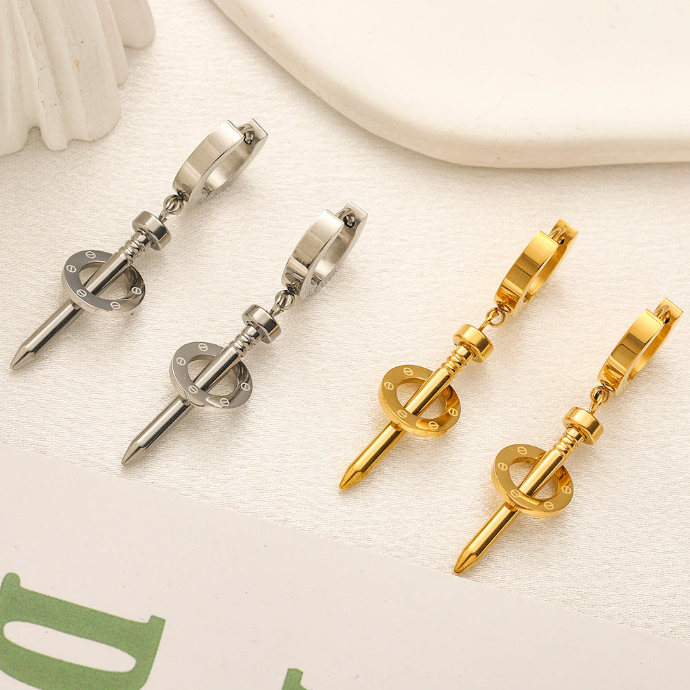 304 Stainless Steel Spike Charm Earrings & Necklace Collection