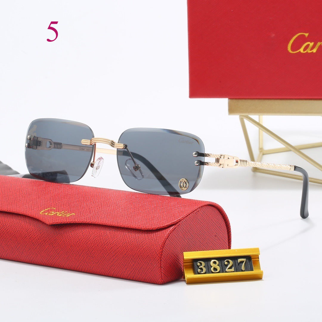 Geometric Rimless Sunglasses with Double Bridge
