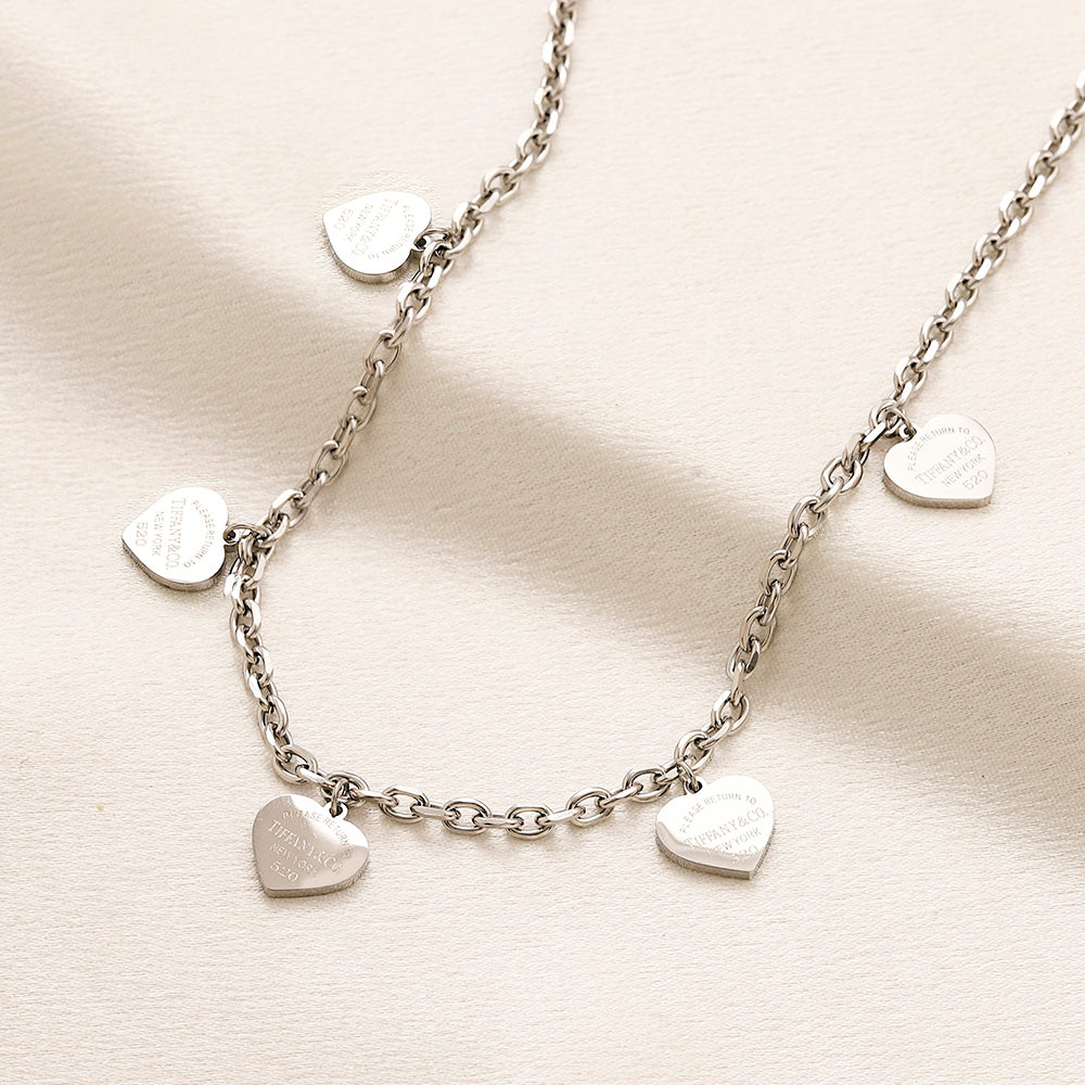 304 Stainless Steel Heart Station Bracelet & Necklace - Individual or Set