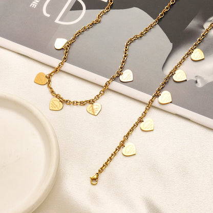 304 Stainless Steel Heart Station Bracelet & Necklace - Individual or Set