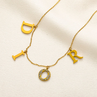 304 Stainless Steel Letter Station Fine Chain Necklace