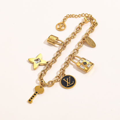 304 Stainless Steel Floral & Disc Charm Bracelet & Necklace - Individual or Set