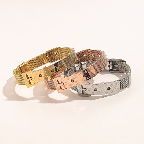 304 Stainless Steel Mesh Rectangular-Clasp Bracelet