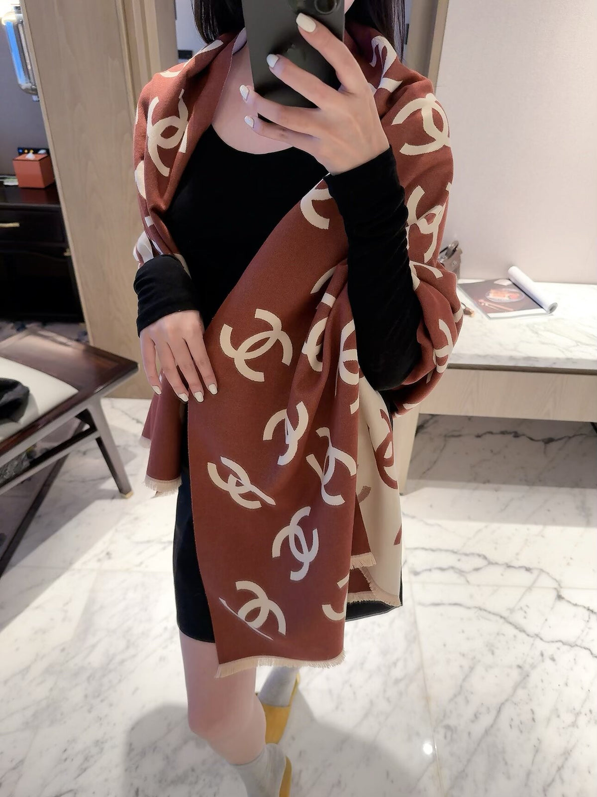 Large Interlocking-C Colorblock Scarf