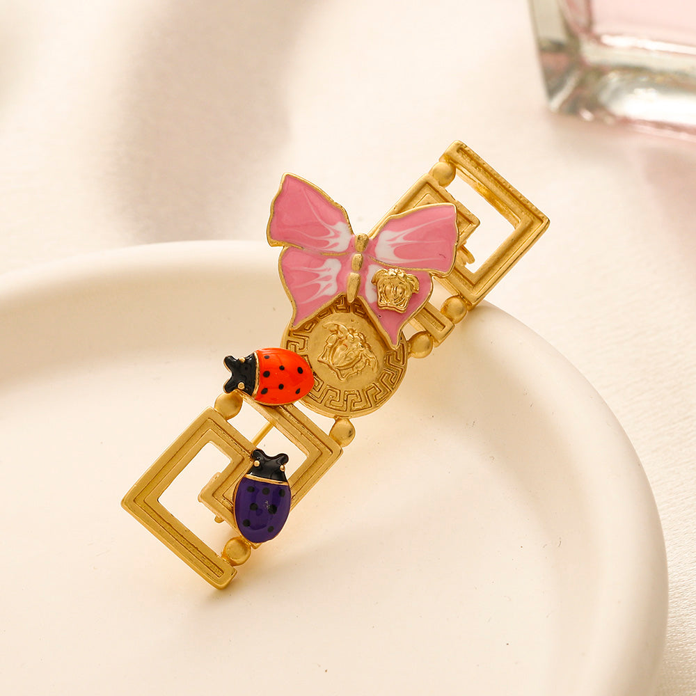 Alloy Steel Stamped Logo Brooch,Brooches Collection、V*rsace  Series