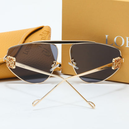 Rimless Aviator Sunglasses with Flat Brow Bar