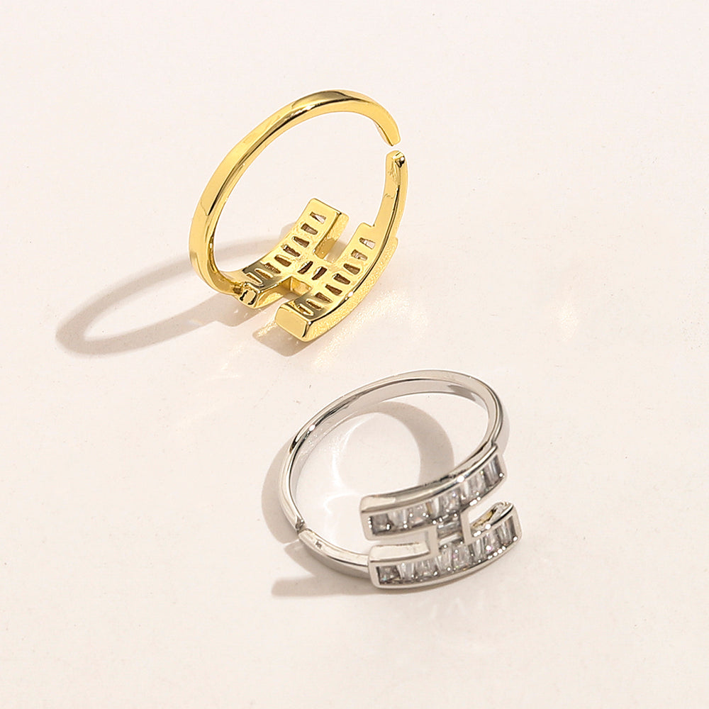 Anello placcato oro vero in rame e zirconio