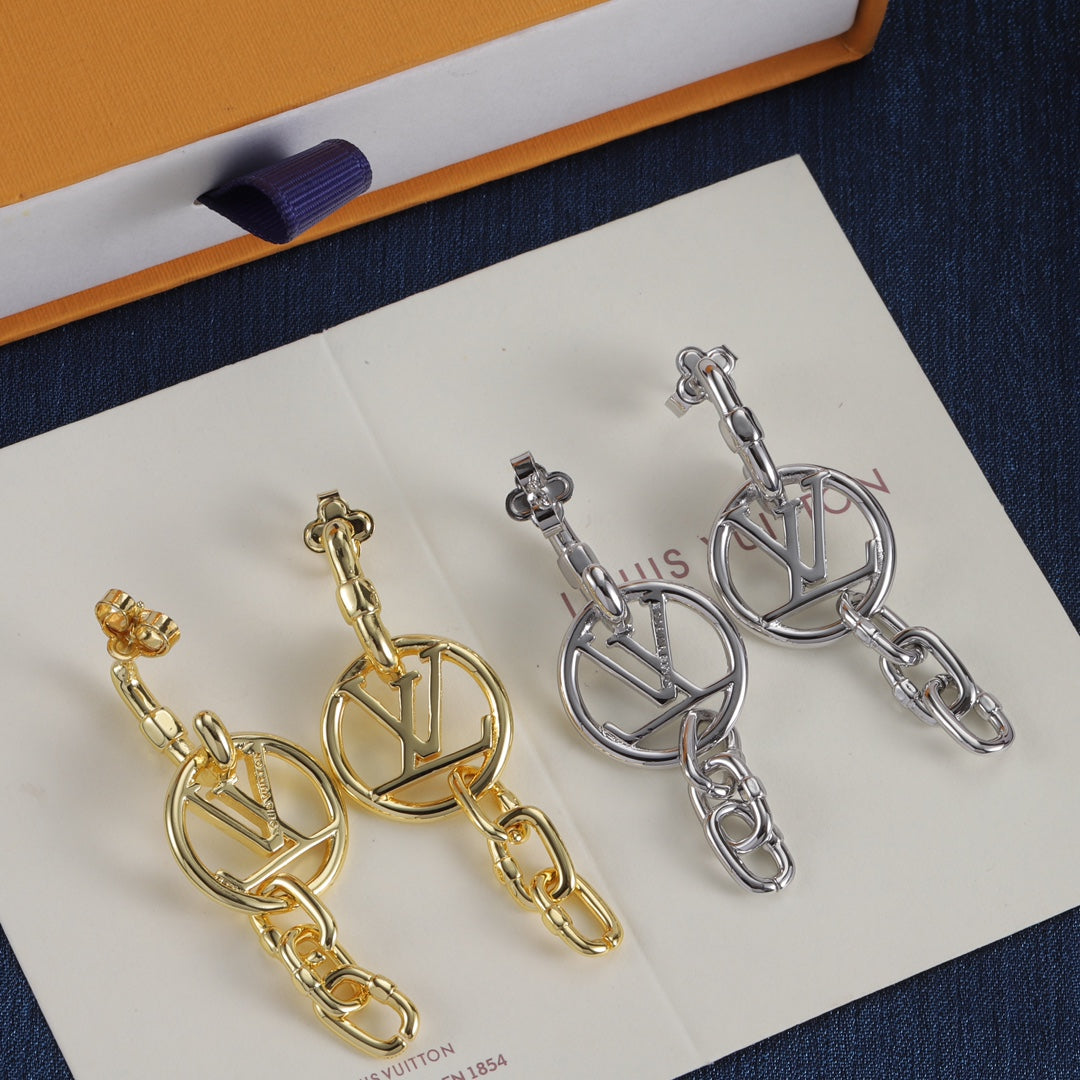Monogram Chain-Link Dangle Earrings