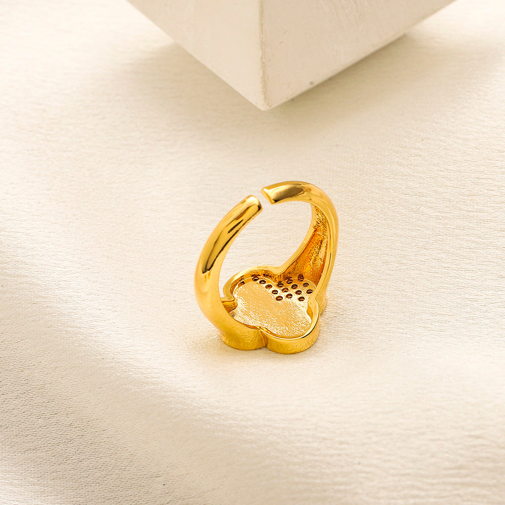 Anello placcato oro vero in rame e zirconio
