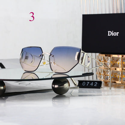 Rectangular Metal Sunglasses with Twin Bridge Bars