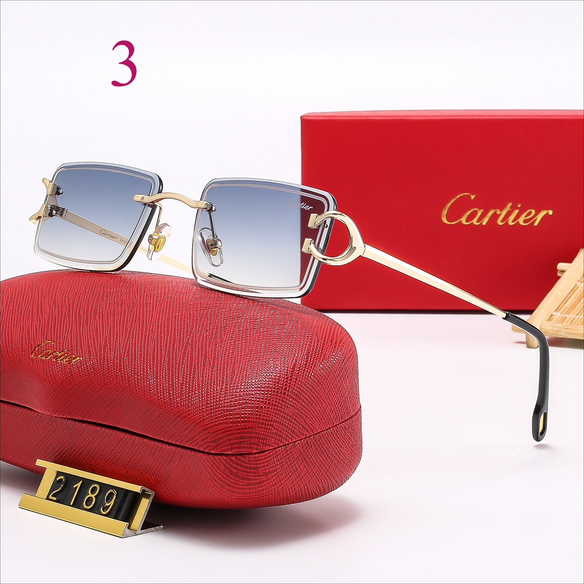 Geometric Square Sunglasses with Loop Temple Detail
