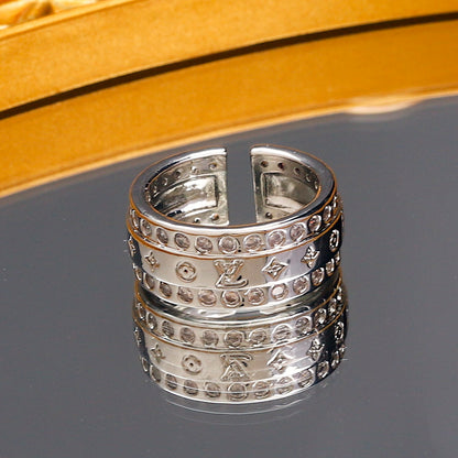 Copper Zirconium Real Gold Plated Ring,Rings Collection、L*V  Series