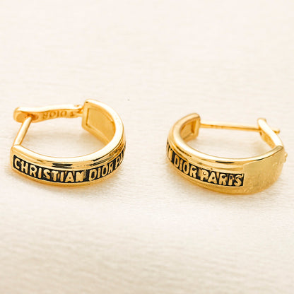 304 Stainless Steel Letter Band Huggie Earrings