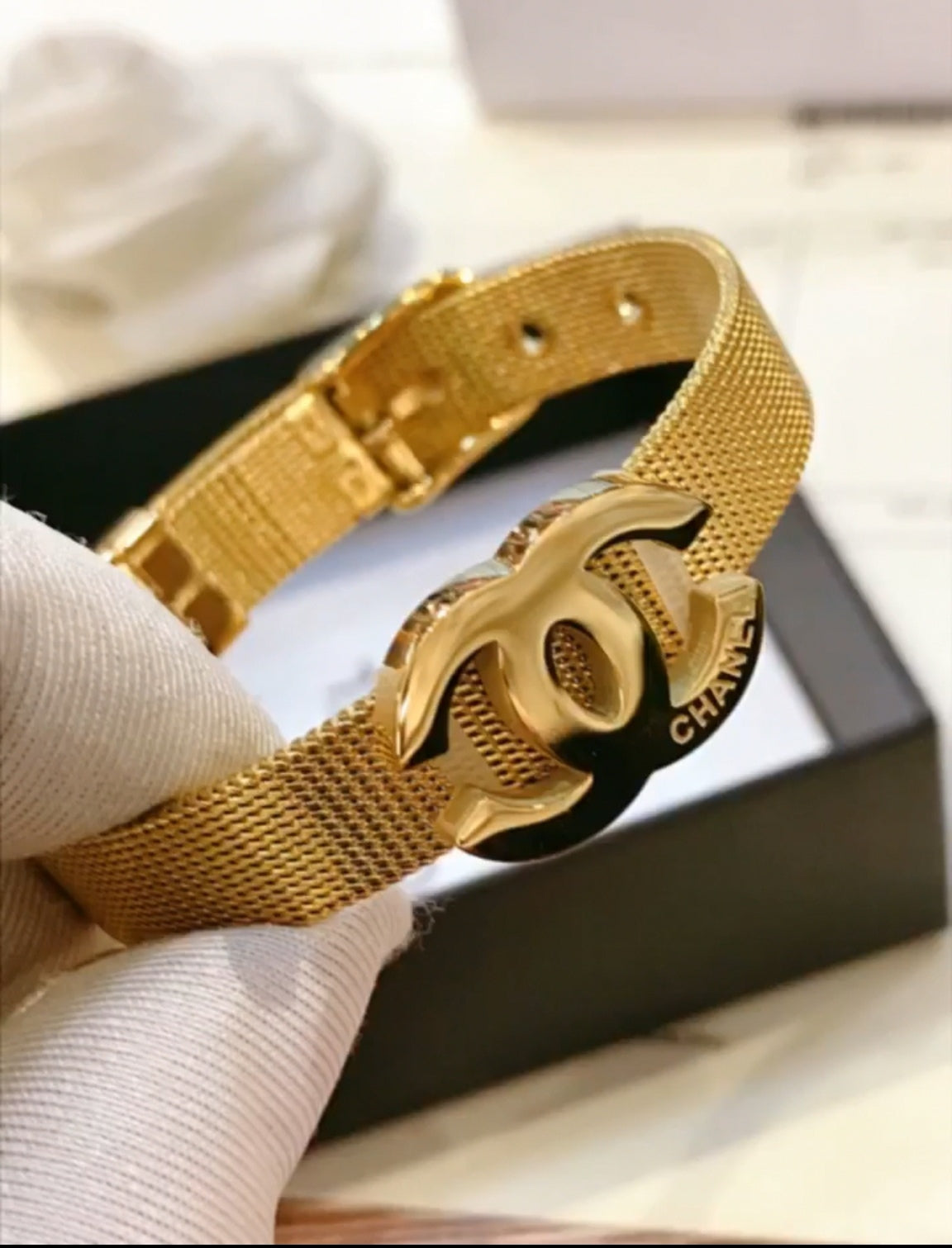 304 Stainless Steel Mesh Belt Interlocking-C Bracelet