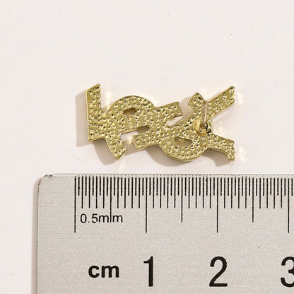 Alloy Pave Statement Monogram Stud Earrings