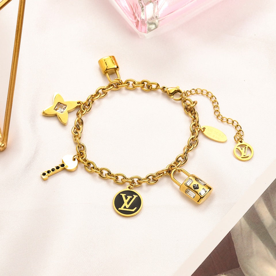304 Stainless Steel Floral & Disc Charm Bracelet & Necklace - Individual or Set