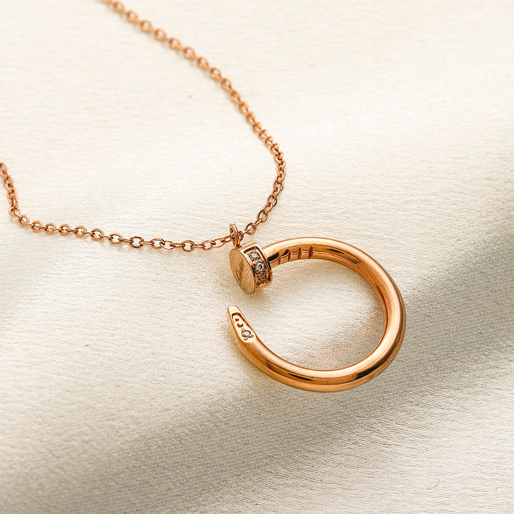 304 Stainless Steel Open-Ring Pendant Necklace