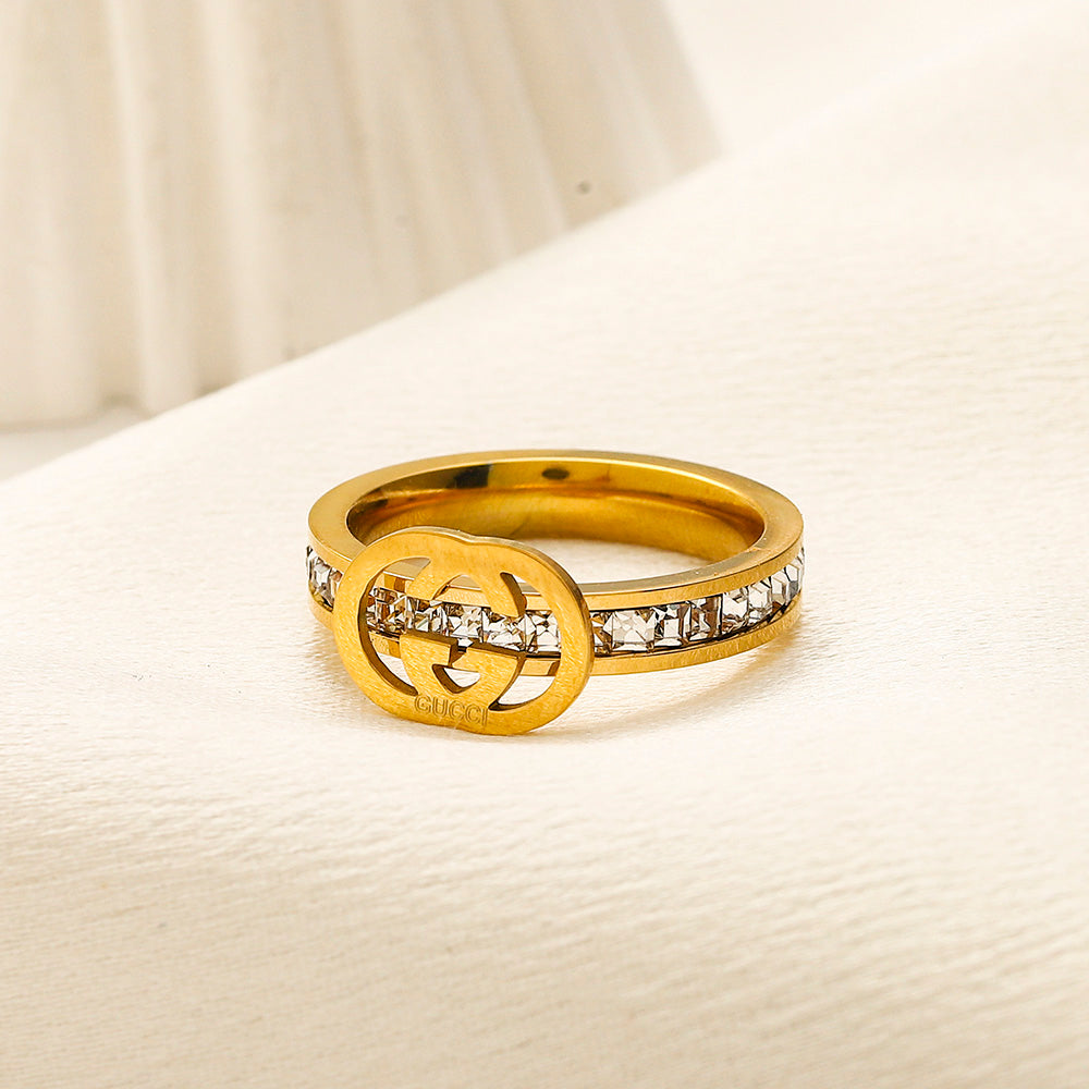 Copper Zirconium Real Gold Plated Ring,Rings Collection、GU*CI  Series