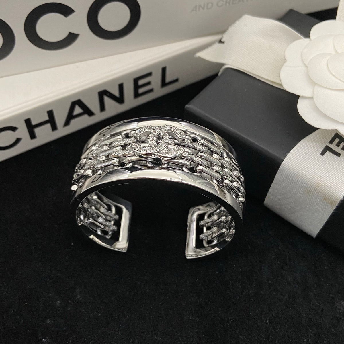 Layered Openwork Lettering Cuff Bracelet