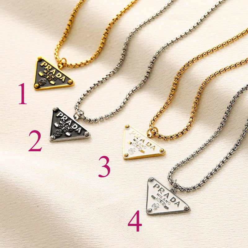 304 Stainless Steel Triangle Pendant Necklace - Style Options