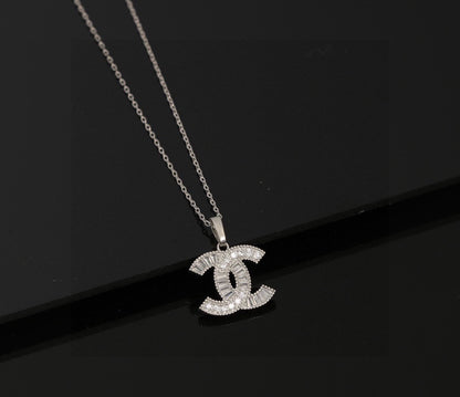 Double-Chain Interlocking-C Pendant Necklace