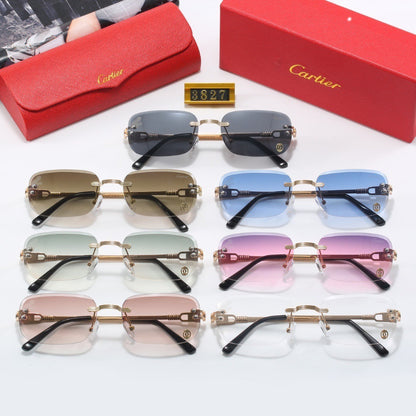 Geometric Rimless Sunglasses with Double Bridge