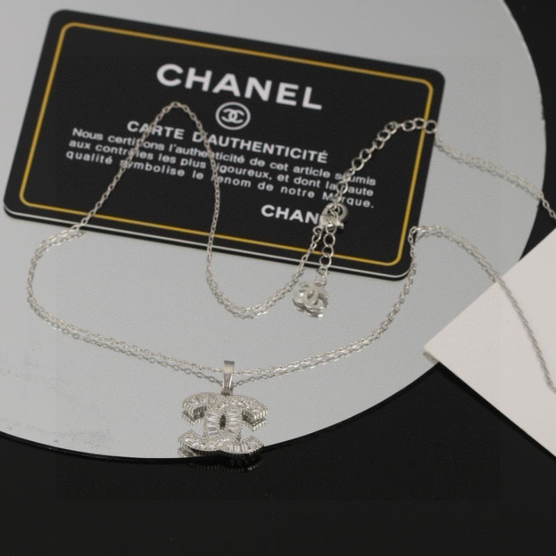 Double-Chain Interlocking-C Pendant Necklace