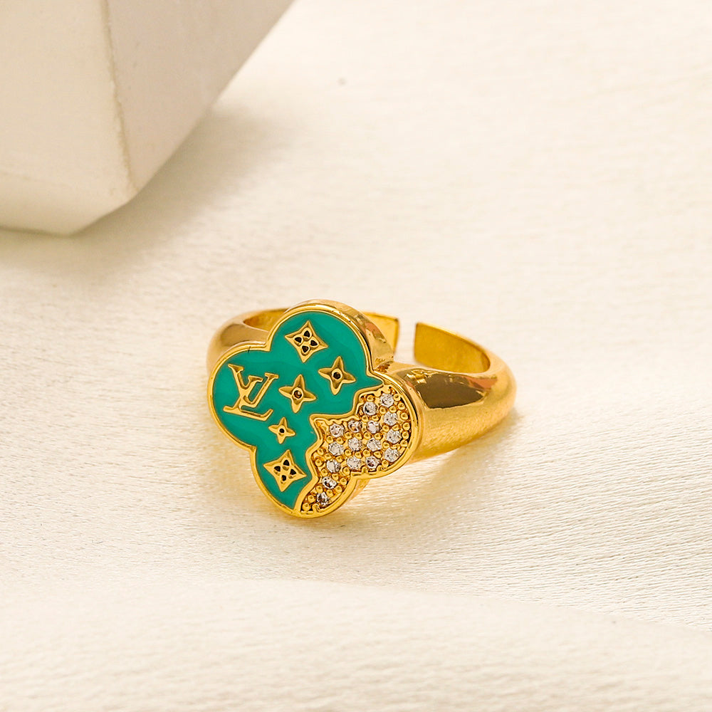 Anello placcato oro vero in rame e zirconio