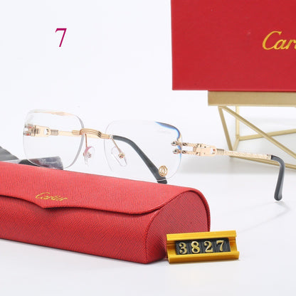 Geometric Rimless Sunglasses with Double Bridge