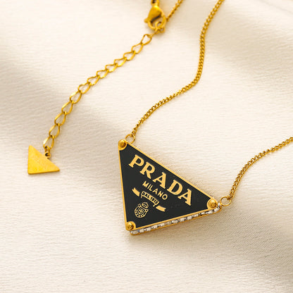 304 Stainless Steel Triangle Pendant Fine Chain Necklace