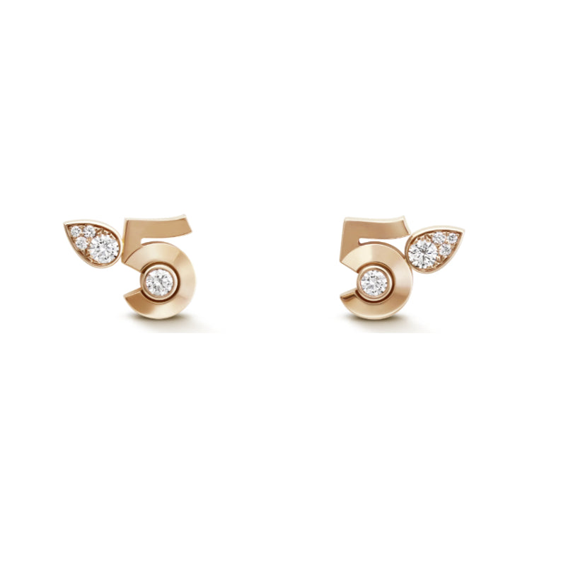 Number 5 & Teardrop Stud Earrings