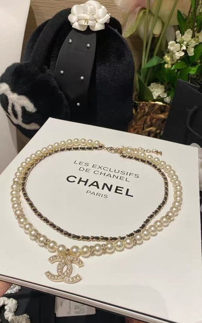 Double-Strand Pearl-Look Interlocking-C Necklace