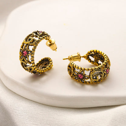 304 Stainless Steel Textured Scroll Huggie Earrings