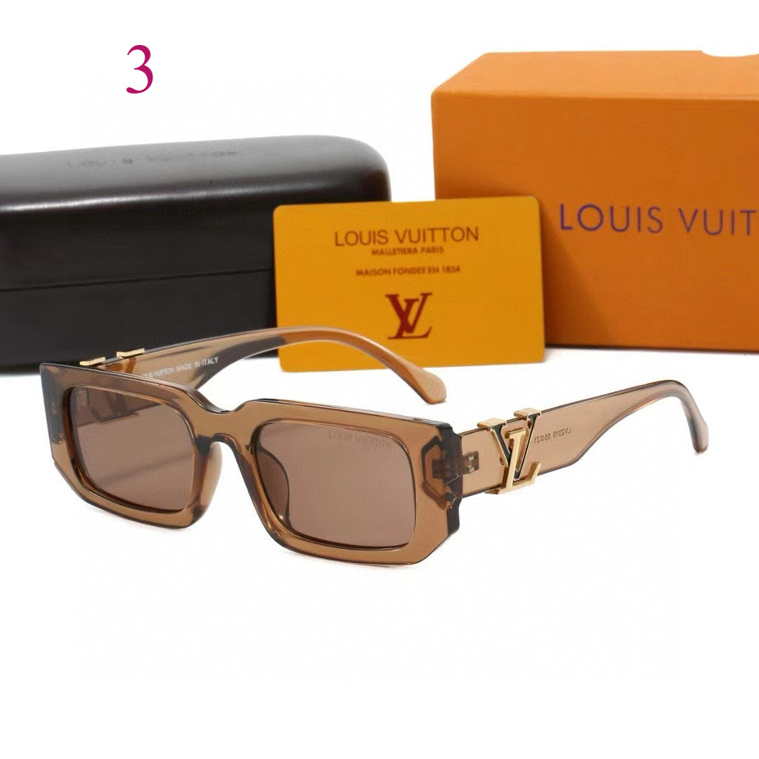 Chunky Rounded Rectangle Sunglasses with Monogram Temples