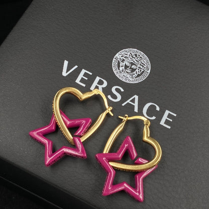 Pink Star & Heart Hoop Earrings