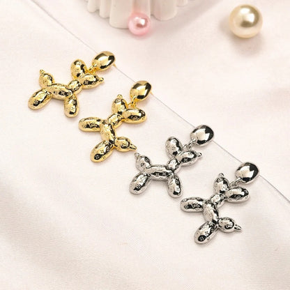 Copper Stone-Accent Four-Petal Flower Drop Earrings