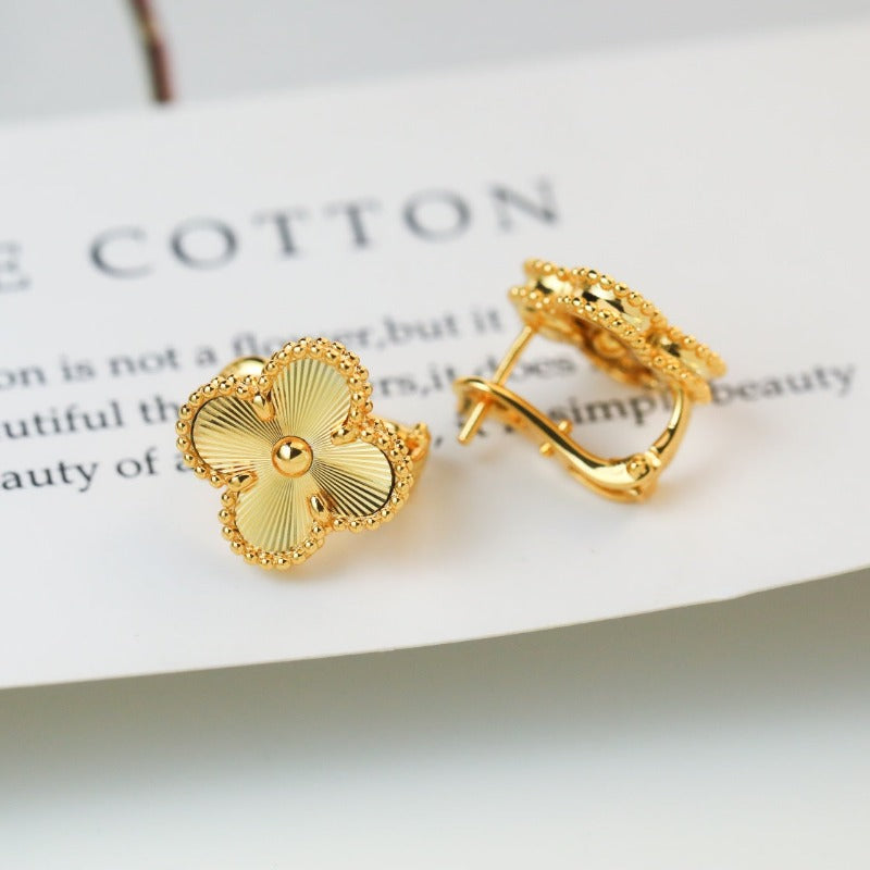 Fluted Four-Petal Flower Stud Earrings