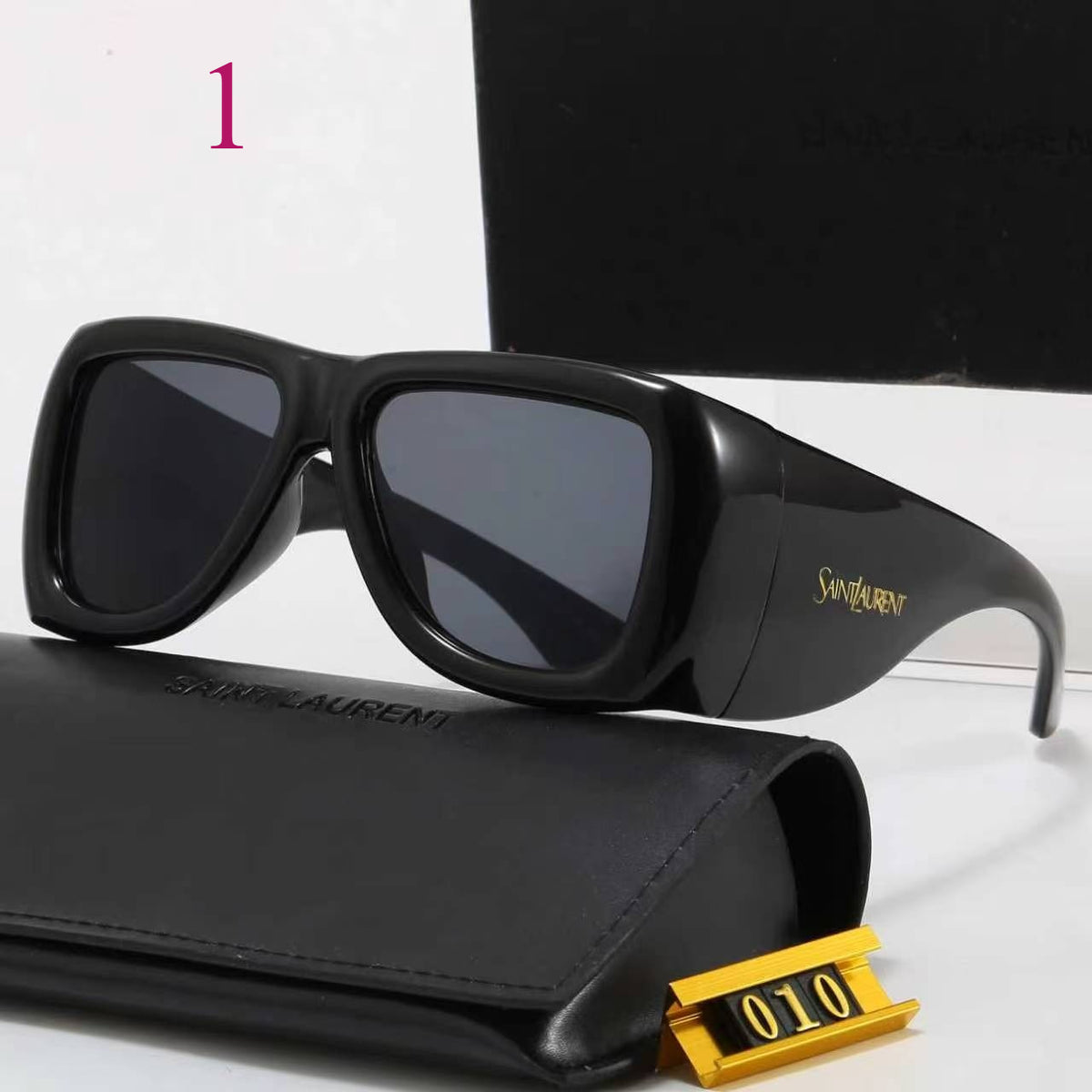 Wide Rectangular Sunglasses with Rounded Corners