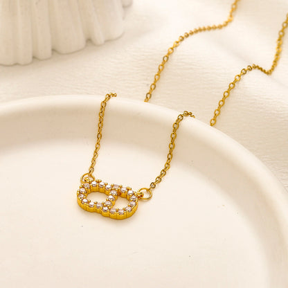 Copper Pave Oval Monogram Pendant Necklace