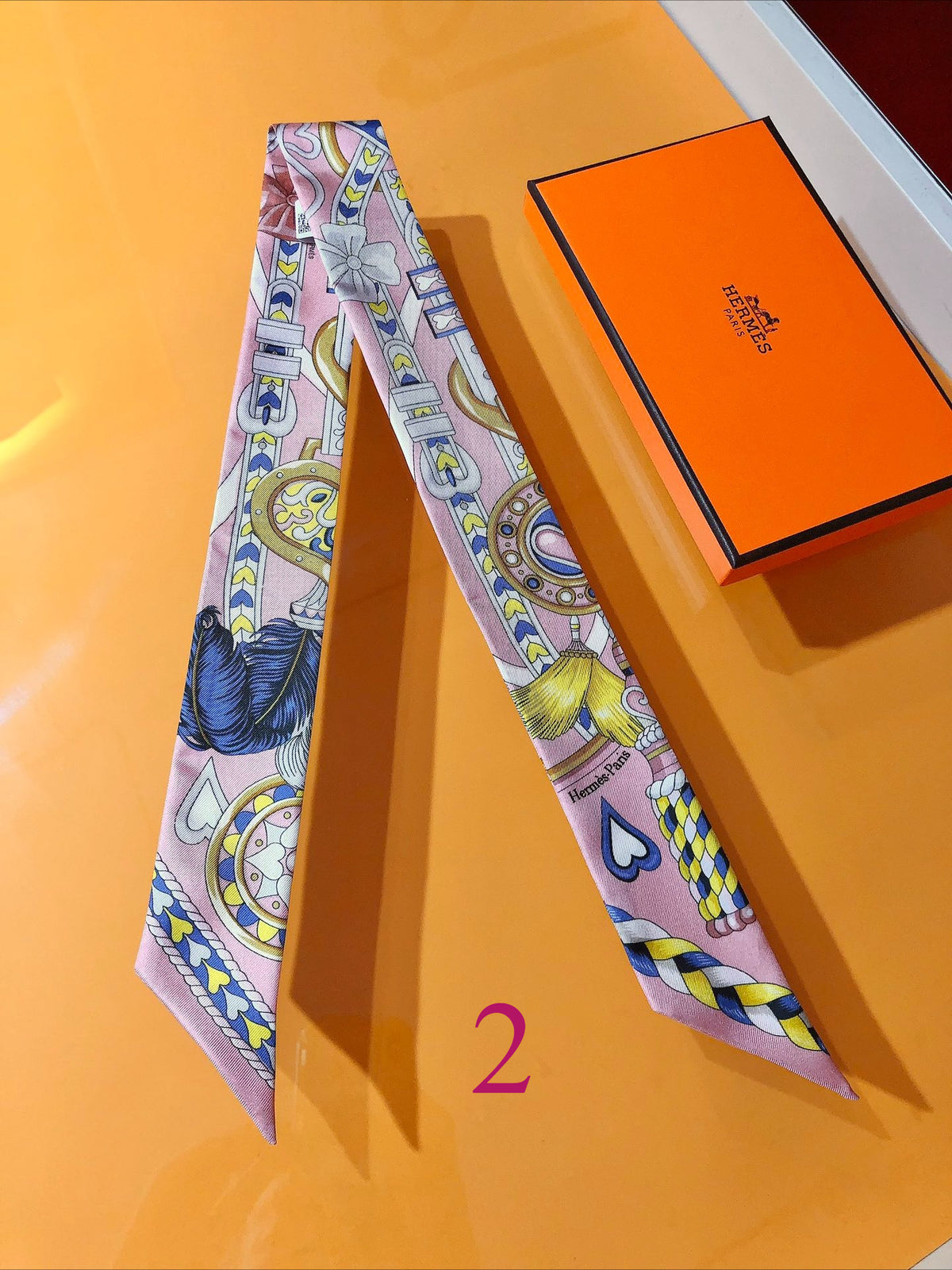 Colorful Belt & Buckle Ribbon Scarf - 5 x 120 cm